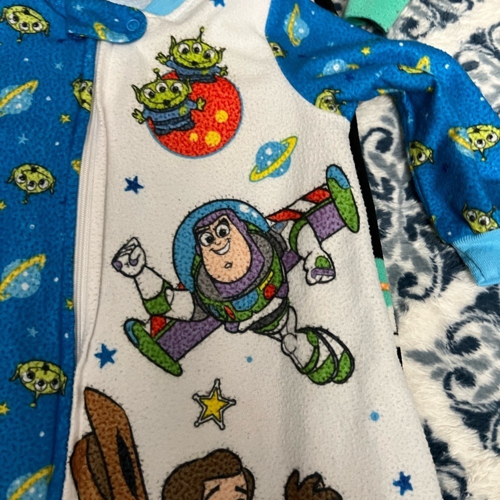 Disney Pixar Toy Story Pajama’s 18 month Baby Colorful Monsters 18 Footies pj’s - Picture 3 of 8